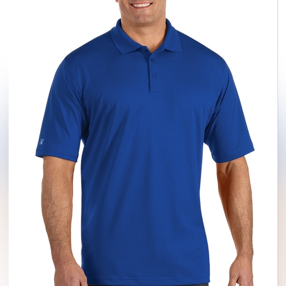 Antigua Other - Antigua Men's Cobalt Blue Logo Windowpane 3 Button Polo Shirt Size Medium EUC